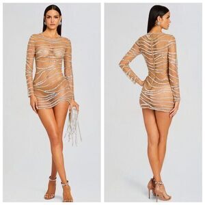 Retrofete Raes Sheer Embellished Long Sleeve Size Small